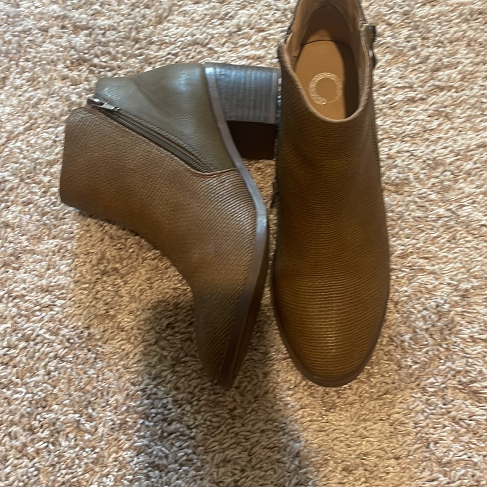 Brown leather booties